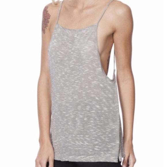 Emma & Sam Tops - LF Emma and Sam grey stripe scoop back tank top